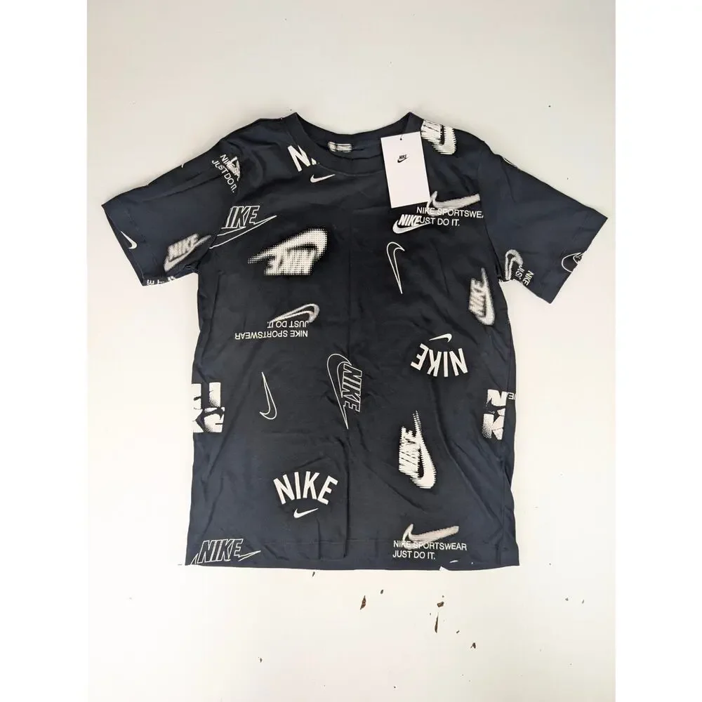 Nike Boys Large Black & White Logo Shorts & Tee Set